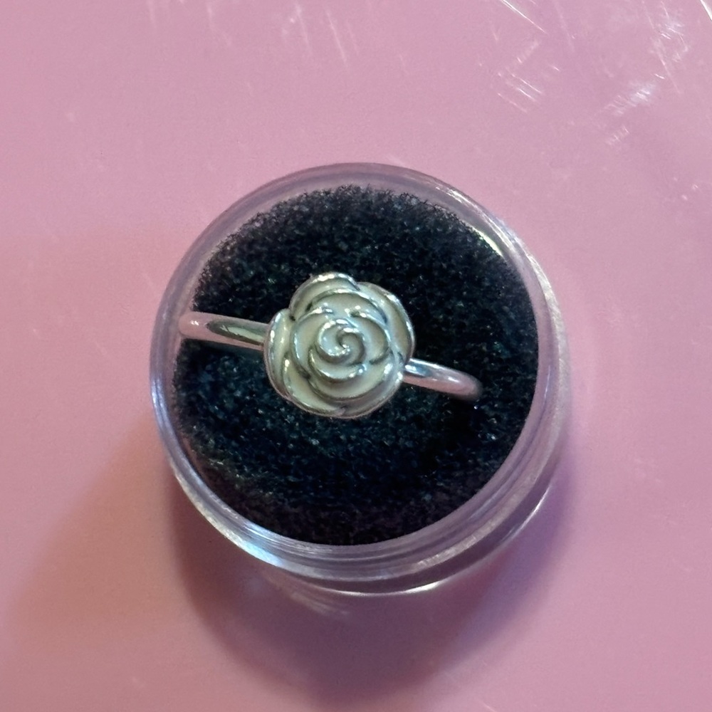 Pandora Sterling Silver Enamel Rose Garden Ring